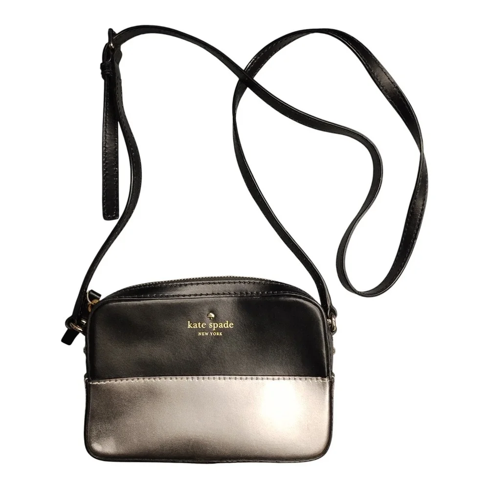 Kate Spade‎ Ivy Street Clover Crossbody Bag Womens Black Silver Adjustable Strap